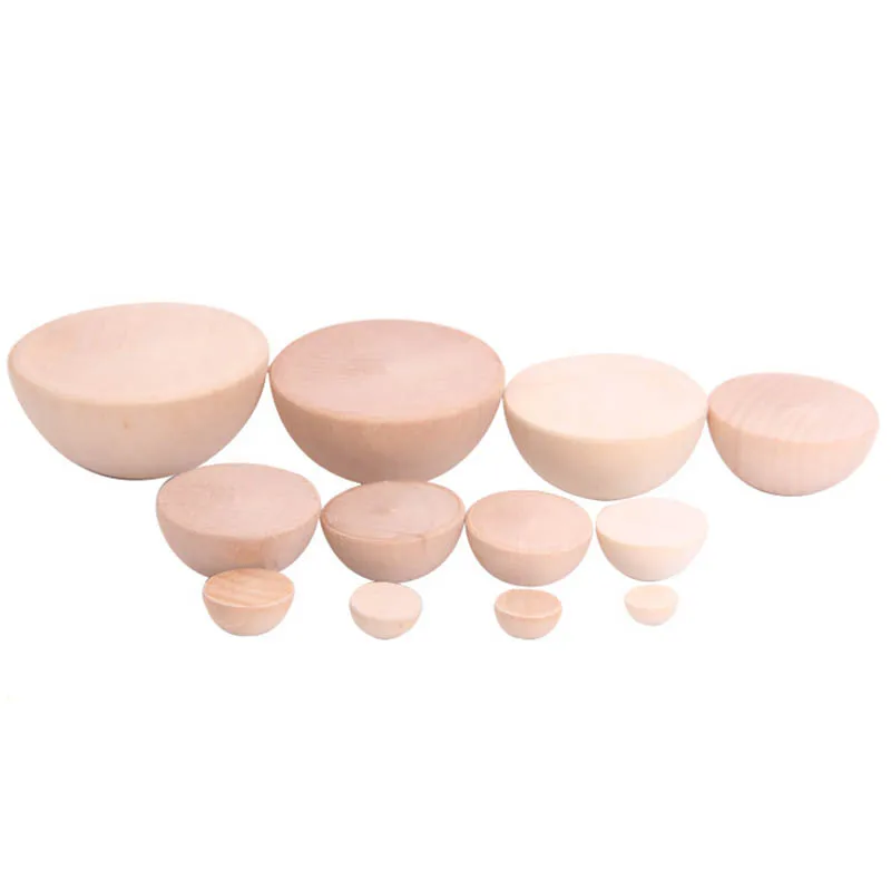 

10pcs Round Half Balls Wooden Semi-spherical Puzzle DIY Building Blocks Handicrafts For children Useful