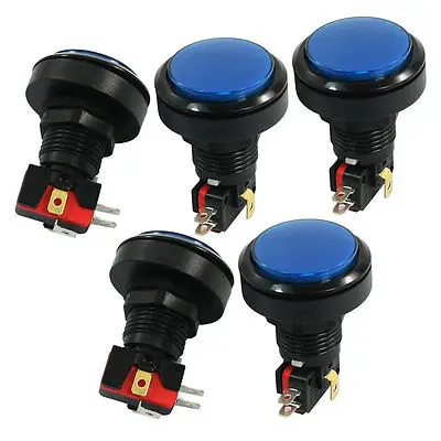 

Panel Mount Blue Lamp SPDT 5Pin Momentary Game Push Button Switch 5 Pcs