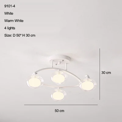 4 Light White Современная светодиодная люстра, освещение для гостиной, спальни, столовой, домашняя люстра, люстра, лампа AC90v-260v - Цвет абажура: 4 Light White