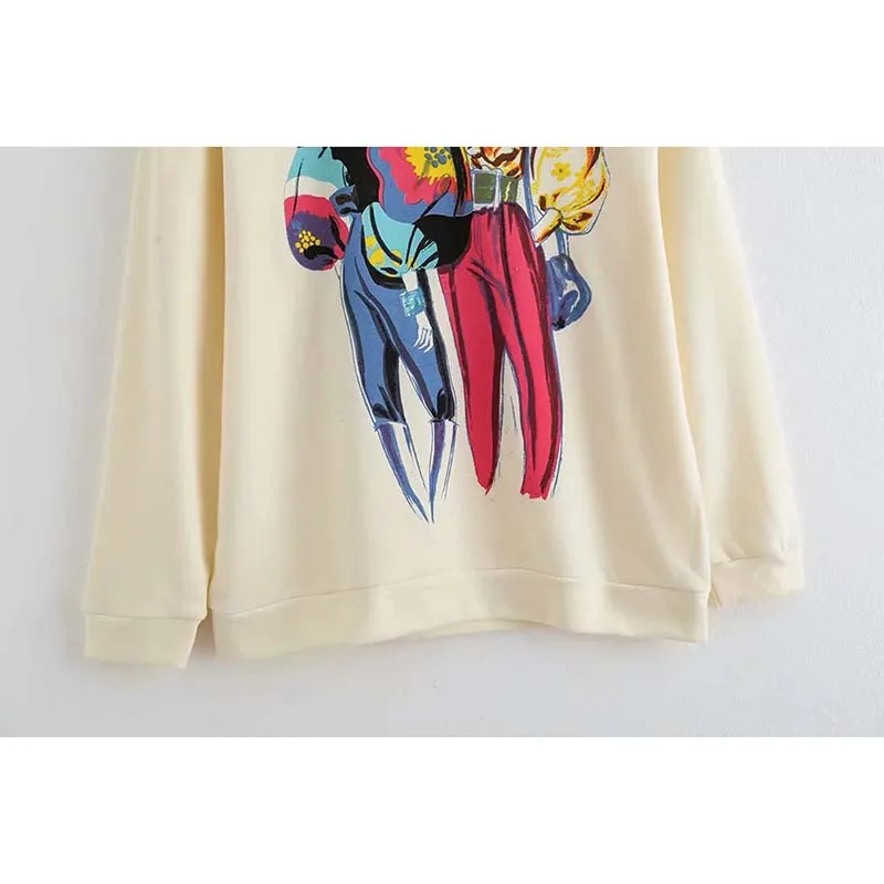 JXXSY Autumn winter hoodies women sweatshirt casual cartoon character print long sleeve sweatshirt women pullovers top