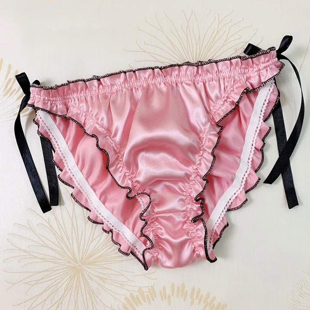 Women Underwear Sexy Ruffle Lingerie Knicker Satin Silk Panties Briefs Plus  Size