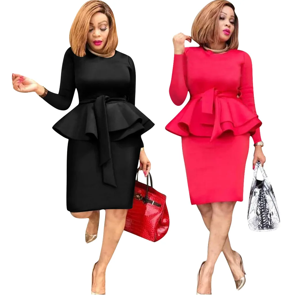 2019 осеннее сексуальное модное женское платье с О образным вырезом и длинным