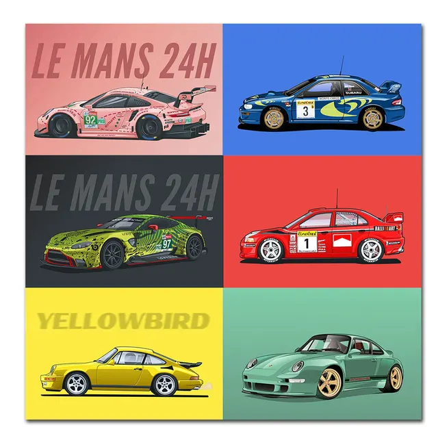 HALOUB Poster voiture de sport 911 - Voiture de course de luxe - Peinture  décorative sur toile - Décoration murale pour chambre à coucher - 40 x 60 cm