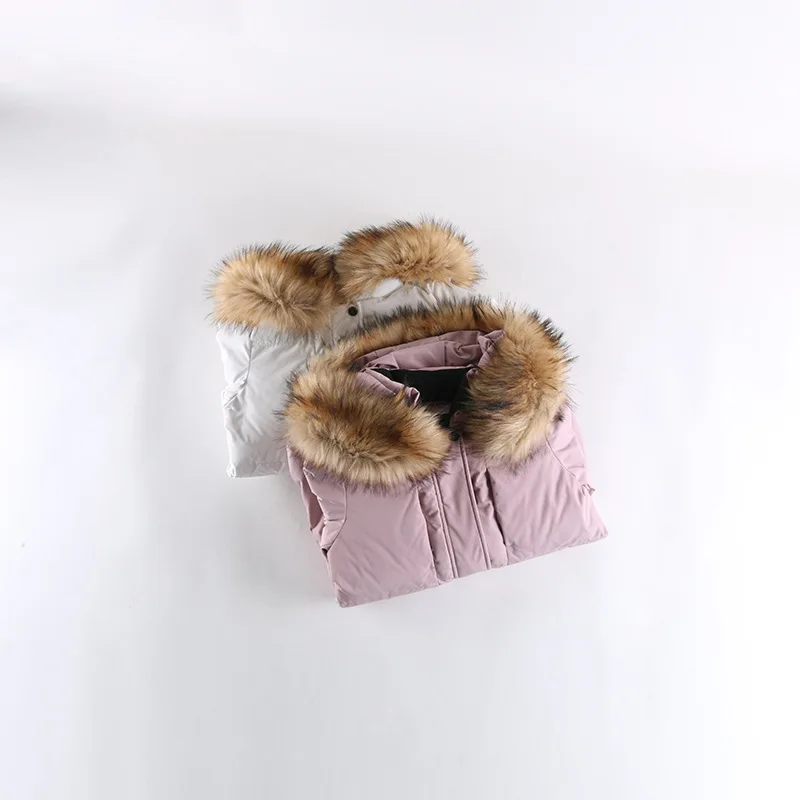 Cj17 Fashion Faux Large Fur Collar Short Thick Cotton Coat