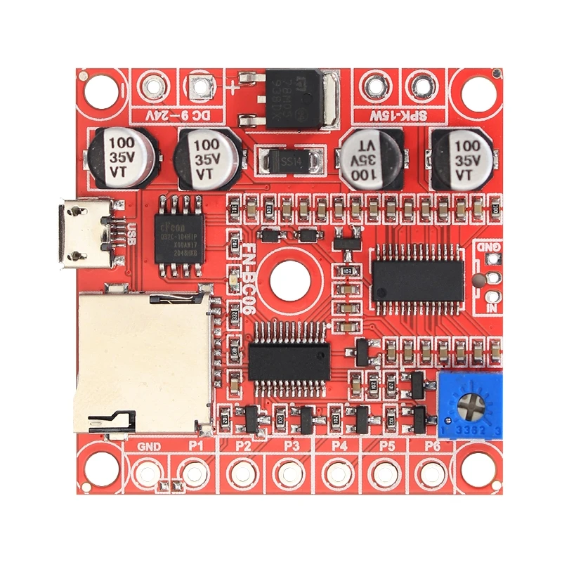 6 Trigger MP3 Sound Board MP3 Playback Board for Siren Horn Recordable Audio Module with 15W Amplifier for Alarm System