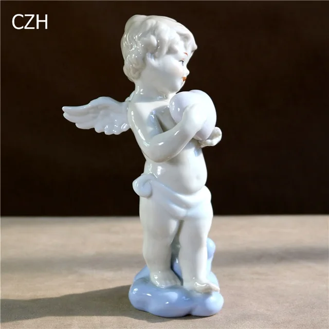 6,5 ''фарфоровая статуэтка Купидона любовь, керамическая фигурка Ангела в виде сердца, миниатюрное настольное украшение, украшение ремесленника, подарок, интерьер