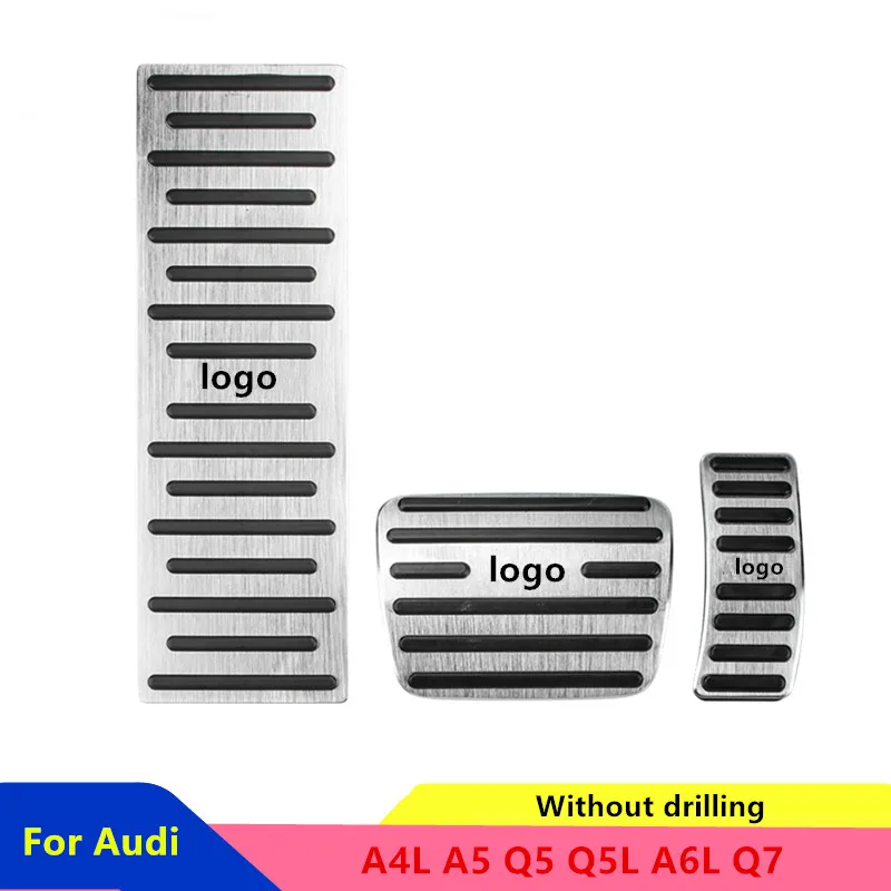 Для Audi A3 Q3 A4L A5 Q5 Q5L Q6L Q7 Автомобильная педаль акселератора Тормозная подставка для ног педали дроссельной заслонки из алюминиевого сплава без бурения - Название цвета: A4L 3pcs (2009-2016)
