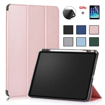 

For iPad Pro 12.9 Case 2020 PU Leather iPad Cover with Pencil Holder, Soft TPU Back Cover Trifold Stand Case With Free Film