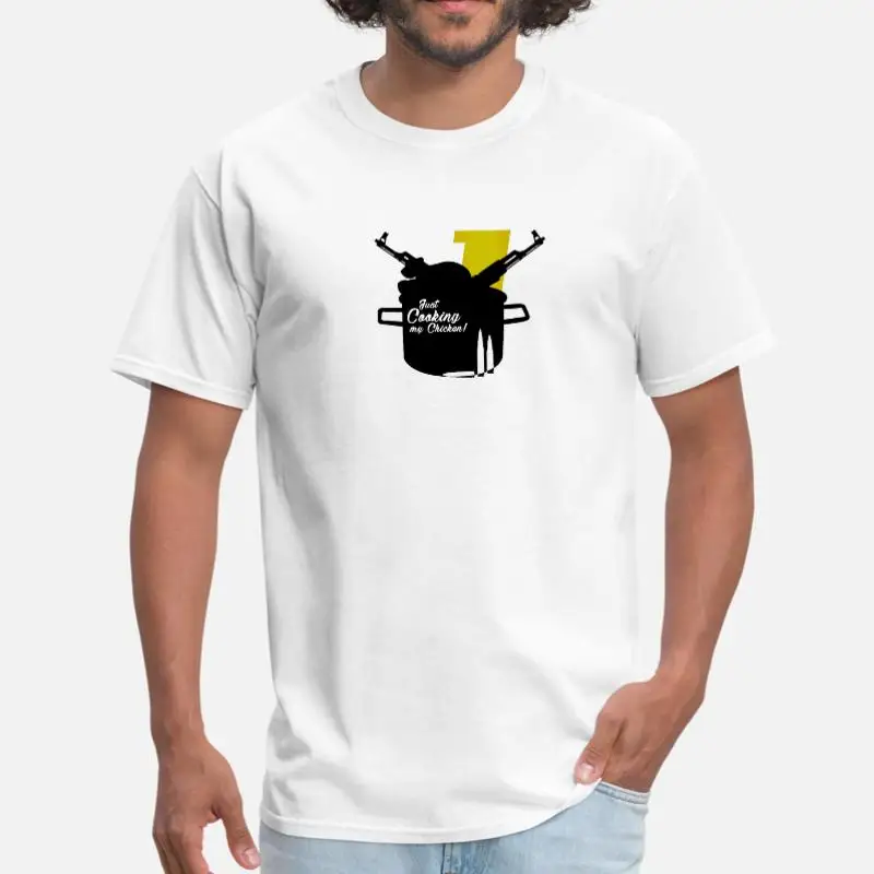 Men-White Just Cooking My Chicken! Mens T-Shirt Cotton Round Neck Sunlight T-Shirt Man Plus Size S-5xl Solid Color Pop Top Tee - Цвет: Men-White