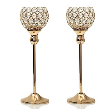 

Crystal Candle Holders Stand Metal Pillar Candlesticks Set Mother's Day Holiday Decoration Table Centerpiece Candelabra