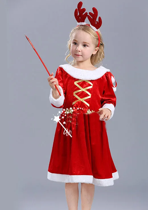 Kids Dresses For Girls Long Sleeve Deer With Star Costume Princess Clothes Christmas | Тематическая одежда и униформа