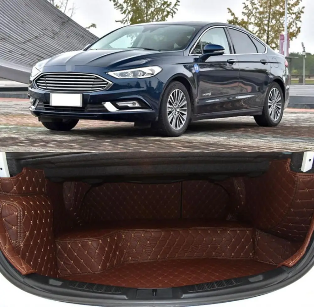 Волокна кожи багажник автомобиля коврик для ford mendeo 2014 2015 2016 2017 2018 2019 гибридный тип