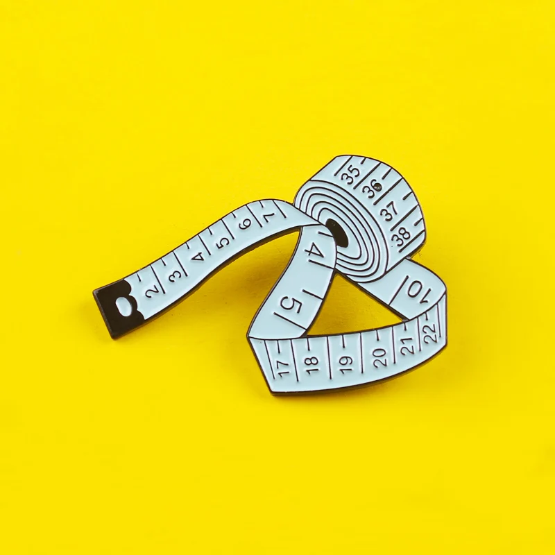 Tape Measure Brooch Pin Enamel Women's Brooches Blue White Pink Ruler Sewing Tool Badge On Clothes Sweater Shirt Jewelry Gift | Дом и сад