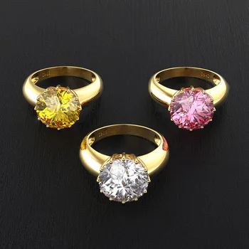 

YPAY8 fashion luxury hot brand S925 sterling silver carved gold ring goddess Ms. AAA zircon natural crystal French quality ring