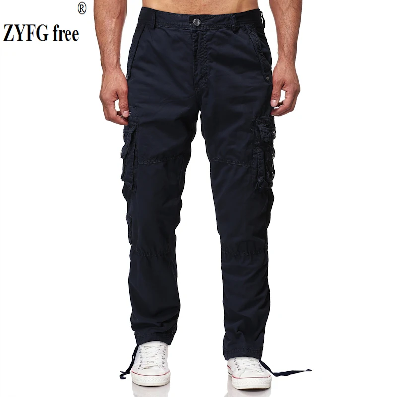 Большие размеры для 40# мужские зимние повседневные брюки-карго комбинезоны мужские однотонные уличные свободные дизайнерские брюки модные длинные брюки
