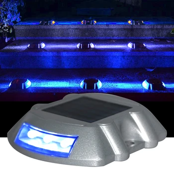 

2pcs 6 LED Waterproof Solar Buried Lamps Aluminum Double Sides Solar Underground Lights Warning Security Lamps for Pathway Yard