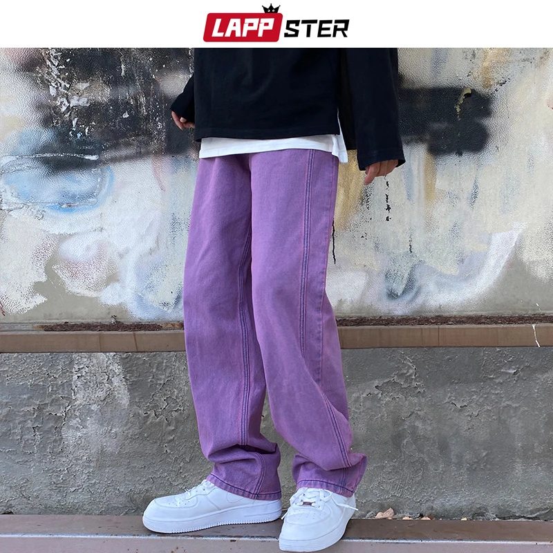 Lappster Men Purple Vintage Baggy Jeans 