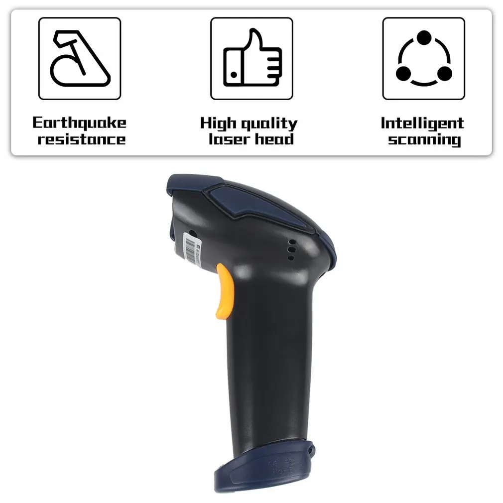 Portable Handheld USB Wired Automatic Barcode Scanner Scanning Barcode Bar-code Reader Black Simple Installation
