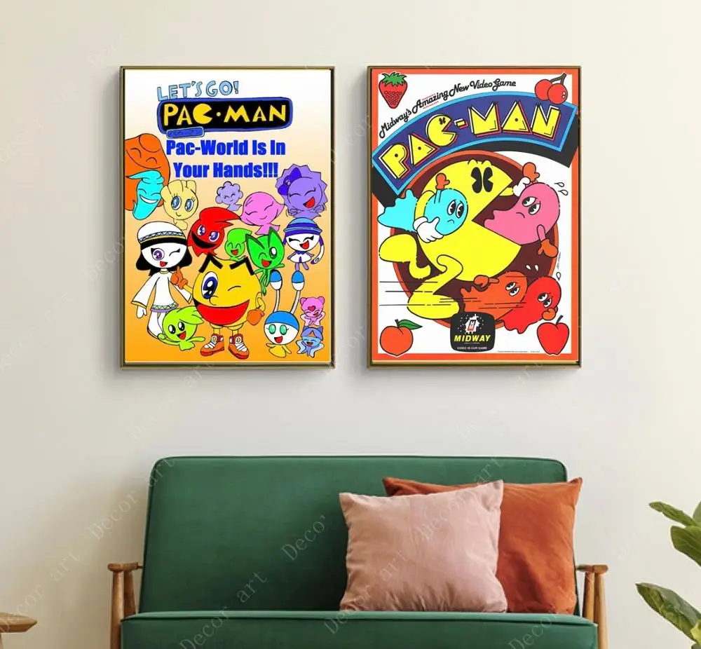 Pacman Let's Go винтажные видеоигры пропагандистский постер Ретро Картина на холсте