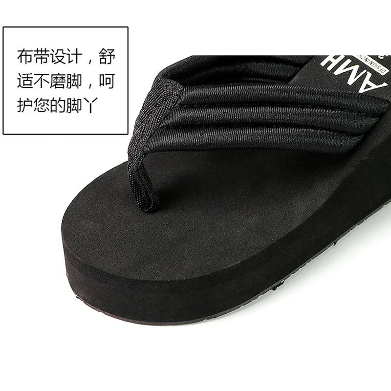 

2019 New Style Flip-flops Thick Bottomed Leisure Slippers Women's Slippers Platform Shoes Slanted Heel Anti-slip Seaside Beach S