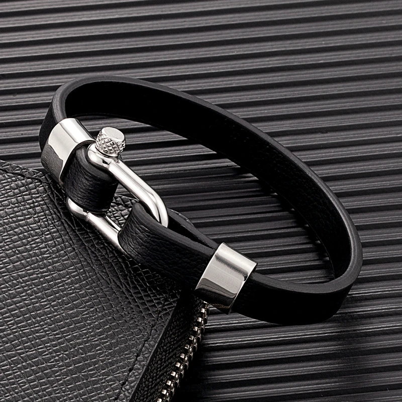 "Le U" bracelet effet cuir pour homme tendance