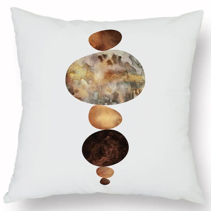 Scandinavian Style Creative Geometric Pattern Cushion Personality Marble Printed Pillow Watercolor Landscape Painting For Home - Color: A2