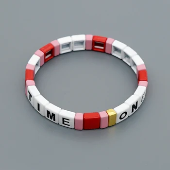 

Shinus 2020 New Bracelets Women Letter Bracelet Summer Beach Enamel Tile Armbanden Bohemian Jewelry Colorful Fashion Jewellry
