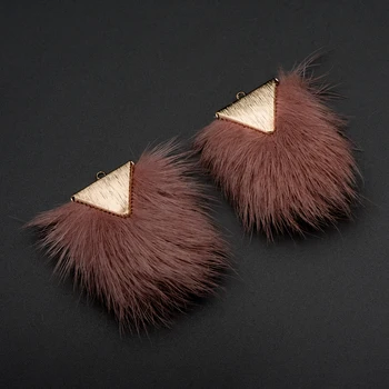 

4pcs Genuine Mink Fur Pom Pom, Mink Hair Tassels 48mm, Earring Charm Pendants, Dark Red, For Jewelry DIY Findings (FB-058-8)