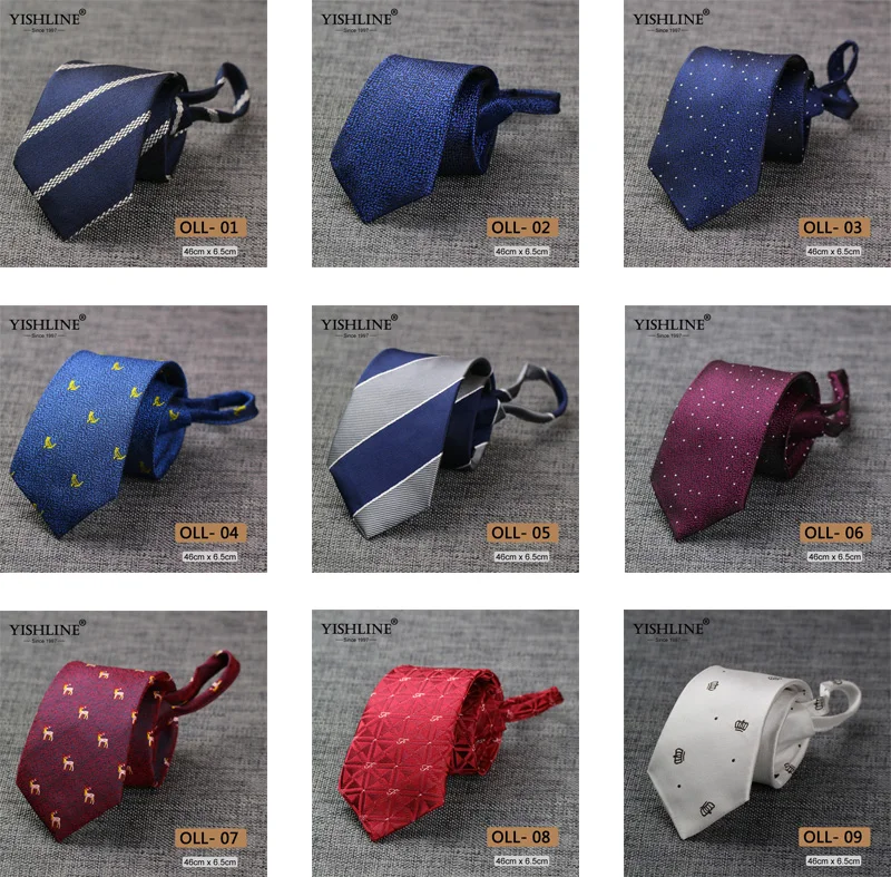 Набор 9 шт. YISHLINE мужские галстуки на молнии, тонкие галстуки на шею, 2,56 дюймов, Мультяшные буквы, полосатый галстук, ленивые Галстуки, легко Завязывающийся галстук для свадебной вечеринки - Цвет: OJ65-9P1