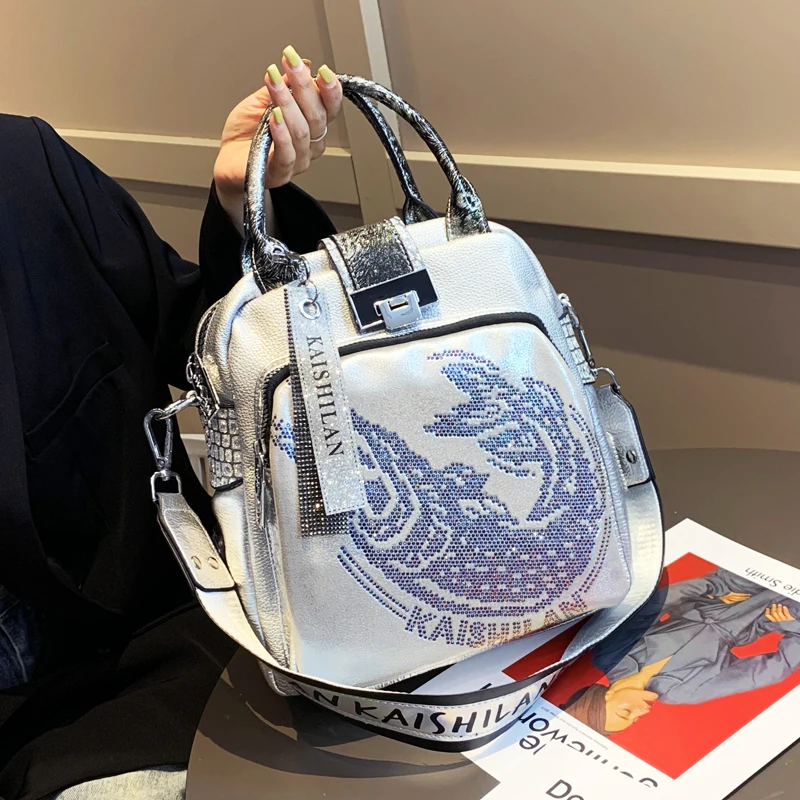 Fashion Three-use Women's Bag 2020 Spring Summer New Diamond Drill Large Capacity Antitheft Tide Bolsa Feminina Bolso Mujer | Багаж и