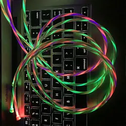 Colorful Cafele USB Typr-c кабель светодиодный свет 2 м кабели для зарядного устройства USB для Xiaomi Mi9 M8 Redmi Note 7 huawei samsung OPPO VIVO type C оборудование - Цвет: Colorful