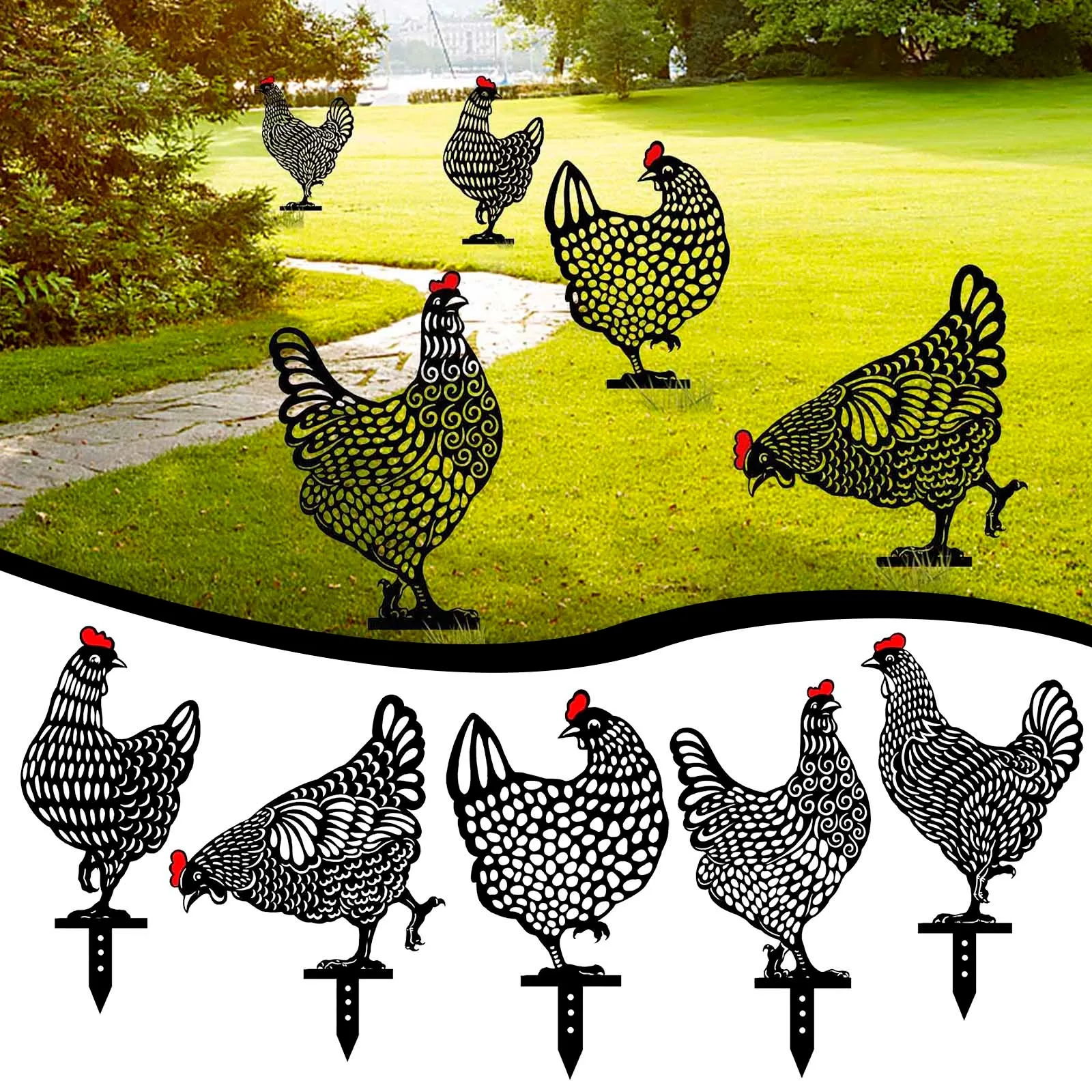 Estatuillas de plástico para jardín, decoración de patios, pollos, patios, patios, jardín, regalo