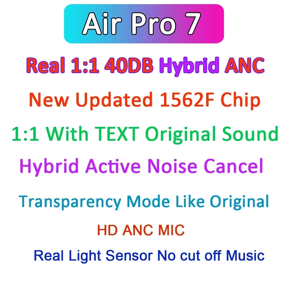 

Airs Pro7 TWS Bluetooth headset 1:1, mit TEXT ANC active noise reduction transparent modus und drahtlose ohrstÃ¶psel PK TWS i9000