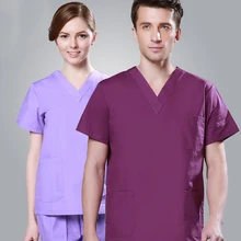 Новое прибытие высокого качества доктор и униформа медсестры унисекс Лето v-образным вырезом больница салон красоты наборы скрабов хирургическая медицинская униформа