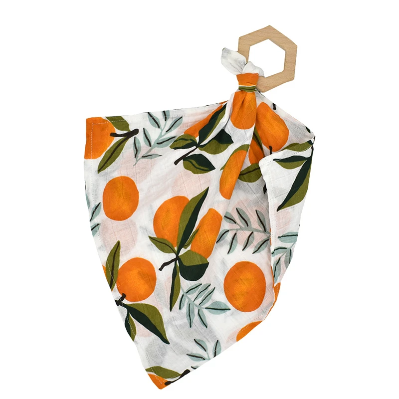 WARMOM Newborn Baby Pure Cotton Saliva Towel With Grinding Rod Safety Material Wooden Molars Baby Lovey Teether Toy Baby Stuff