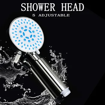 

Wall-Mounted Shower Head High-Pressure Hand Shower 5 Level Adjustable Water Saving Filter Spray Nozzle Bathroom Shower Bath Head
