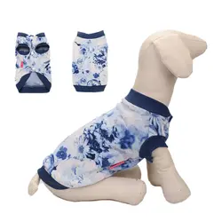 Одежда для собак, зимняя теплая толстовка, хлопковый жилет без рукавов с пуговицами для собак, красивый цветочный пейзаж, одежда с принтом