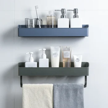 

Punch-Free Bathroom Shelf Plastic Bath kitchen Towel Holder Shampoo Cosmetic Storage Rack Household Bathroom Accessories
