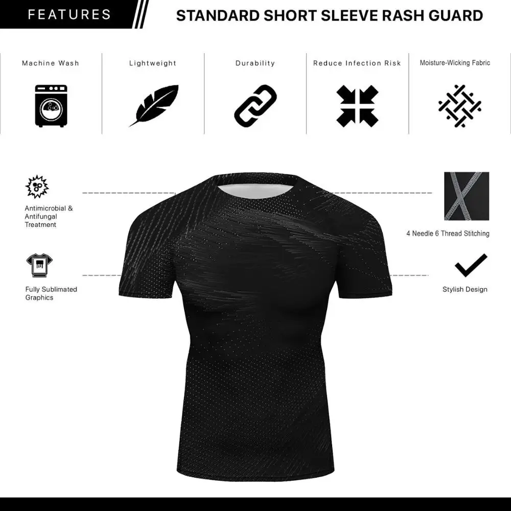 & Personalized Text Short Sleeve Athletic Tees Running Baselayer Training Rash Guard, MMA, BJJ, No-Gi, Cross