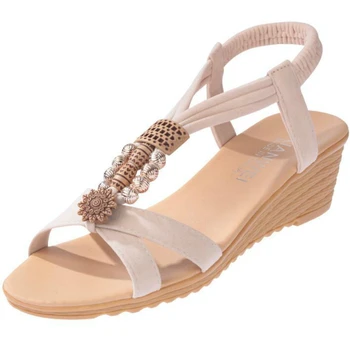 

Summer BOHO Women Sandals Wedges Low Heel Peep Toe Hollow Platform Ethnic Casual Vacation Beach Ladies Shoes Zapatos De Mujer