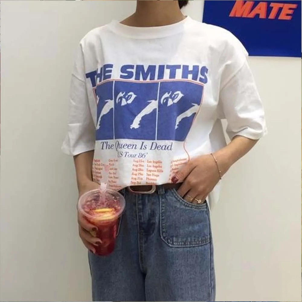 Футболка The Smiths Vtg Ретро женская поп Инди панк рок группа Morrissey новая футболка унисекс - Цвет: Белый