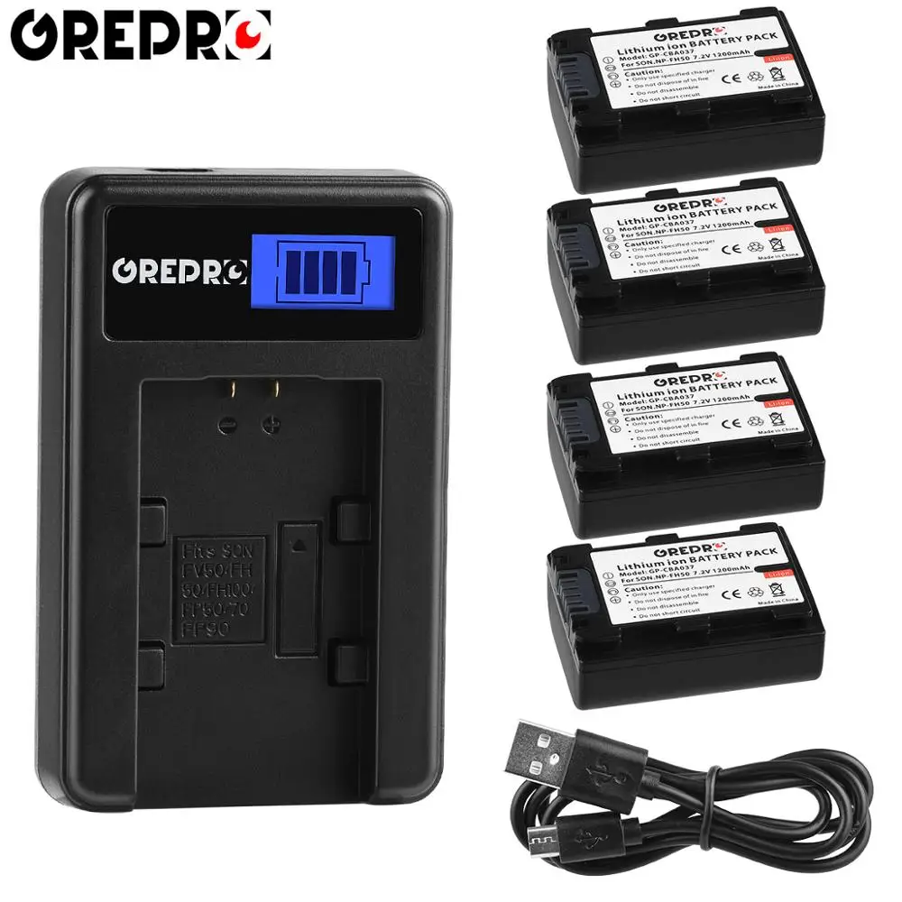 

NP-FH50 NP FH50 NPFH50 Digital Camera Li-ion Battery + LCD USB Charger for Sony A230 A290 A390 DSC-HX1 HX100 HX200 HDR-TG1E HC36