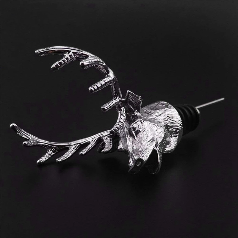 Zinc Alloy Deer Stag Head Wine Pourer Unique Wine Bottle Stoppers Wine Aerators Bar Tools