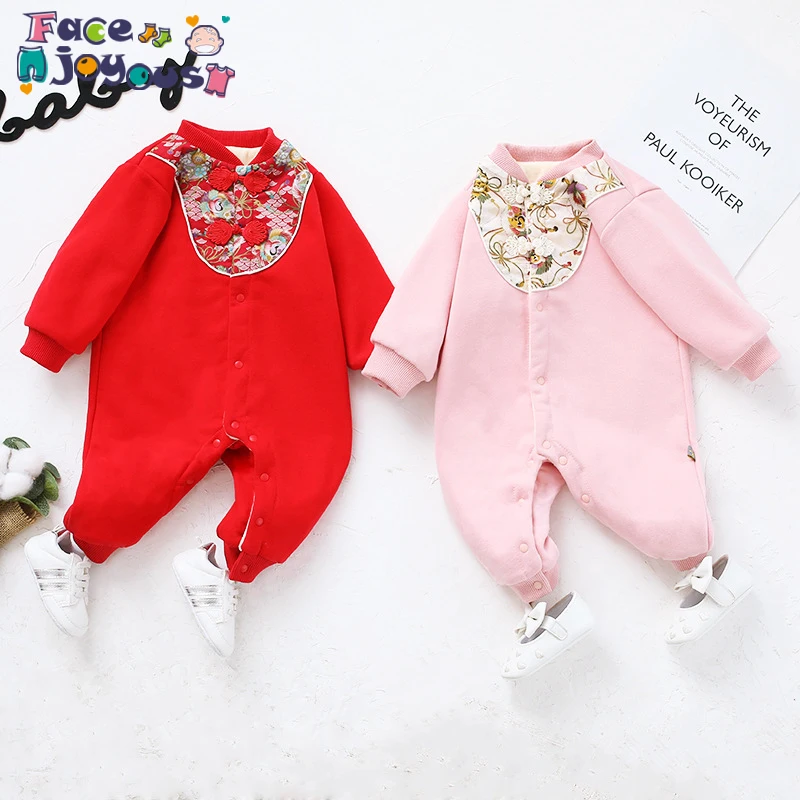 

Baby Rompers Long Sleeve Jumpsuit Infant Clothing Thick Warm Autumn Winter Newborn Clothes Onesie Girls Outfits Coveralls
