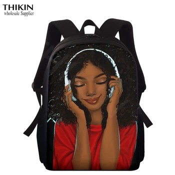 

THIKIN Listening To Music African Girl School Bag Children School Bags Shoulder Backpack Schoolbag Teenagers Kids Girls Bookbags