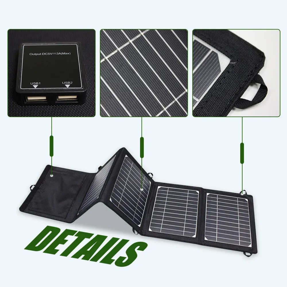 painel solar duplo usb 5v 18v dc