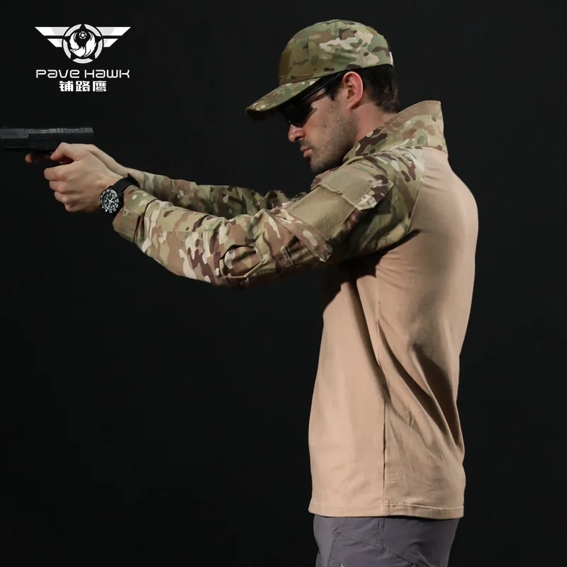 Мужская камуфляжная рубашка с длинным рукавом в стиле милитари|Базовые слои для