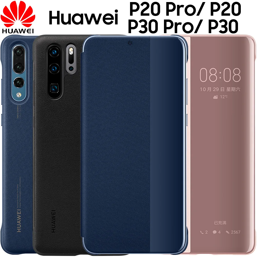 Чехол huawei P20 pro, прозрачный, умный, сенсорный, флип-чехол,,, официальный, huawei P30 Pro, кожаный, флип-чехол для телефона, funda