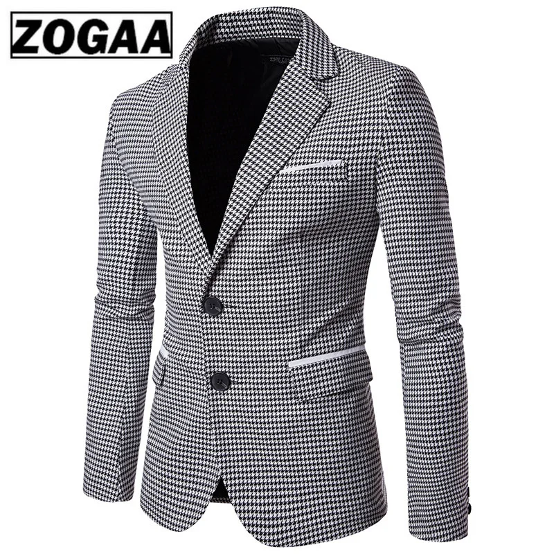 

Plaid Blazer Men 2019 Houndstooth Mens Blazers Single Breasted Blazer Men Casual Slim Fit Men Suit Jacket Winter Blazer Hombre