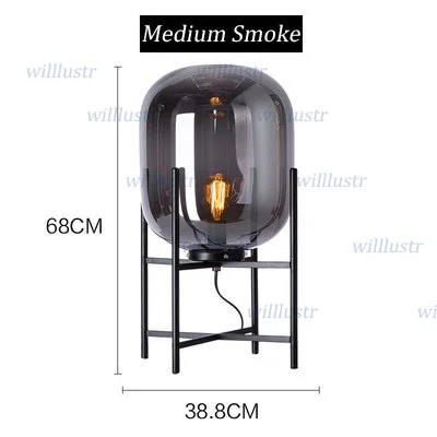 Medium Smoke Стеклянная настольная лампа нордическая железная стойка вертикальная лампа отель, магазин Гостиная диван угловая настольная прикроватная Роскошная декоративная подсветка - Цвет абажура: Medium Smoke